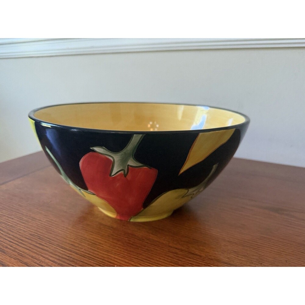 Clay Art "Caliente" Ceramic Large Serving Bowl Peppers 11.5"x 5.5"